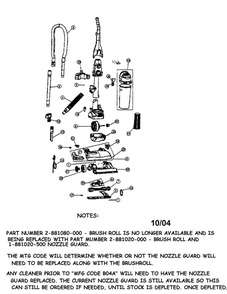 Vacuum Assembly Diagram and Parts List for 088115  Dirt Devil Upright Vacuum